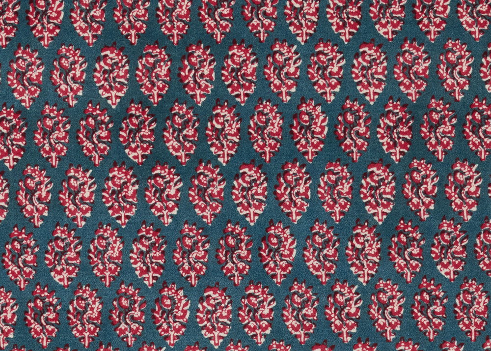 Paisley Velvet - Red/Blue
